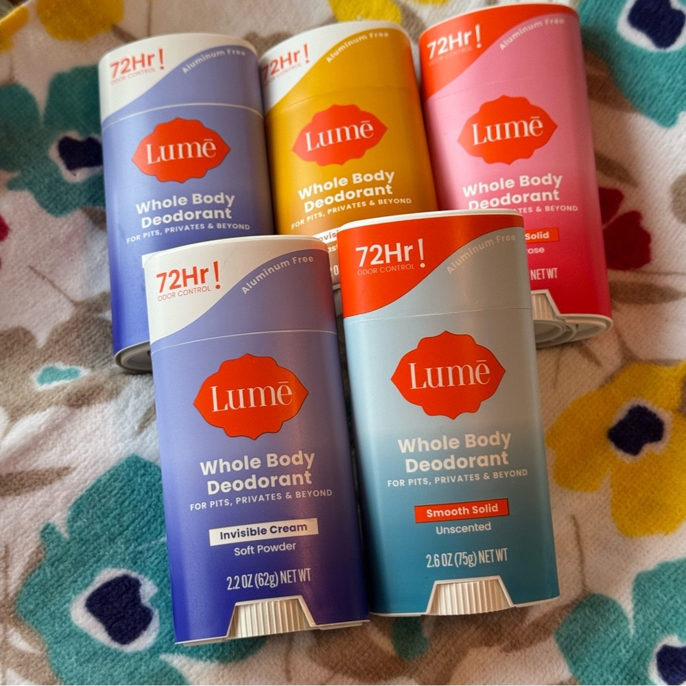 Variety Bundle of 5 Lume Whole Body Smooth Solid Deodorant + Free Gift
